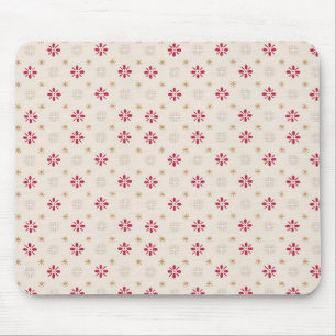Retro-Rote-Blumen-Goldstern-Vintage-Tapete Mousepad