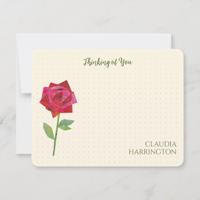 Retro Rote Rose Originale Collage Art MidCentury Mitteilungskarte (Vorderseite)