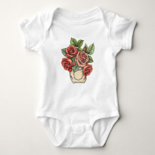 Retro rote Rosen in der Tasche Baby Strampler