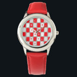 Retro Rote Sternexplosionen Kinderuhr Armbanduhr<br><div class="desc">Diese Retro Rot und Weiß Sternexplosionen Kinderuhr ist so schön im Weltraum, dass Sie Ihren Enthusiasmus nicht eindämmen können. Und warum will du hin? Dieses moderne, inspirierte Design aus den 60er Jahren weist einen dunkelheidgrauen Hintergrund auf und weist Reihen von vollkommen unperfekten Rechtecken in fröhlich rot, weiß und taubengrau auf....</div>
