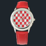 Retro Rote Sternexplosionen Kinderuhr Armbanduhr<br><div class="desc">Diese Retro Rot und Weiß Sternexplosionen Kinderuhr ist so schön im Weltraum, dass Sie Ihren Enthusiasmus nicht eindämmen können. Und warum will du hin? Dieses moderne, inspirierte Design aus den 60er Jahren weist einen dunkelheidgrauen Hintergrund auf und weist Reihen von vollkommen unperfekten Rechtecken in fröhlich rot, weiß und taubengrau auf....</div>