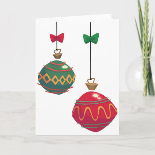 Retro rote und grüne Weihnachtsdekorationen Feiertagskarte