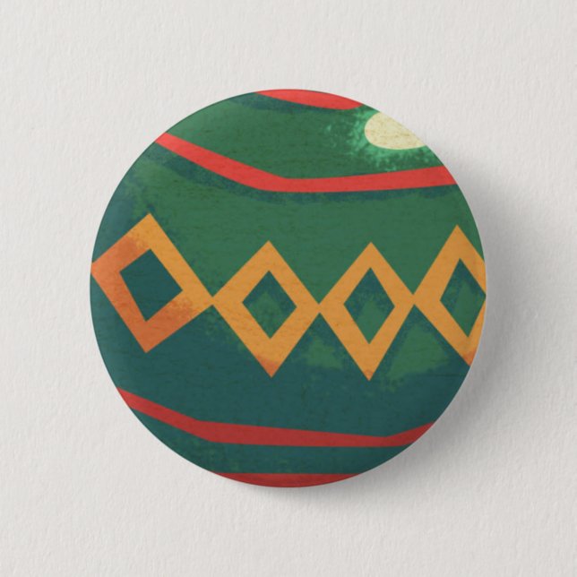 Retro Rote und grüne Weihnachtsschmuck Button (Vorderseite)