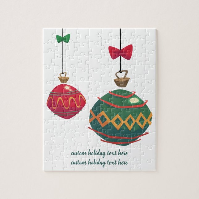 Retro Rote und grüne Weihnachtsschmuck Puzzle (Vertikal)