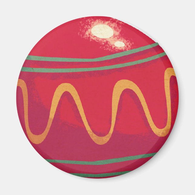 Retro rote und grüne Weihnachtsverzierungen Magnet (Vorne)