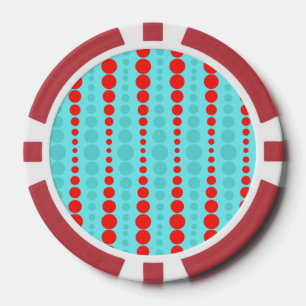 Retro-Rote und Türkis gepunktete Poker-Chips Pokerchips
