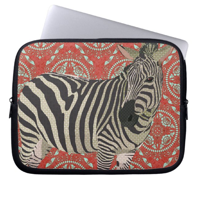 Retro rote Zebra-Computer-Hülse Laptopschutzhülle (Vorderseite)