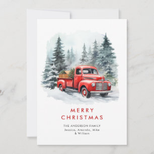 Retro roter Bauernhof-LKW Land-Weihnachtsgruß Feiertagskarte