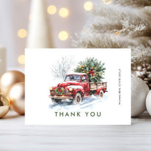 Retro-Roter-Bauernhof-LKW-Weihnachten-Unternehmens Dankeskarte