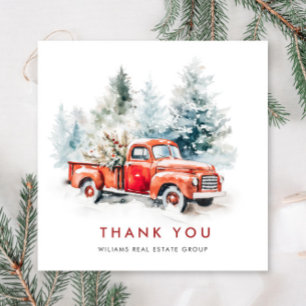 Retro roter Farm-LKW Weihnachten Firmenfeiertag Dankeskarte
