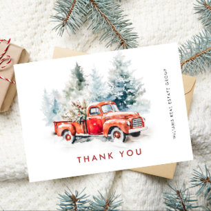 Retro roter Farmtruck Weihnachten Firmenfeiertag Dankeskarte