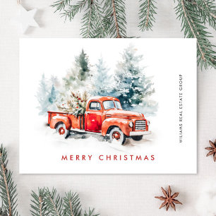 Retro roter Farmtruck Weihnachtsgruß Geschäftlich Postkarte