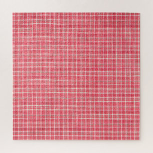 Retro roter karierter Tartan: nahtloses Muster. Puzzle