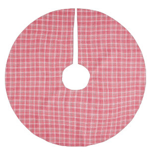 Retro-roter Karo-Tartan: nahtloses Muster. Polyester Weihnachtsbaumdecke