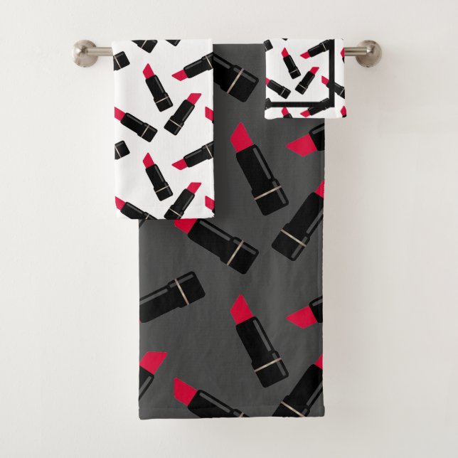 Retro, roter Lippenstift Badhandtuch Set (Insitu)