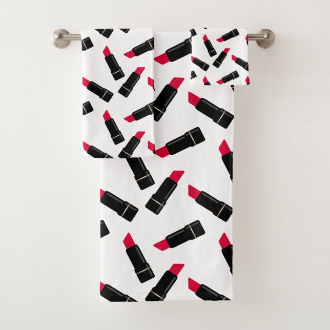Retro, roter Lippenstift Badhandtuch Set (Insitu)