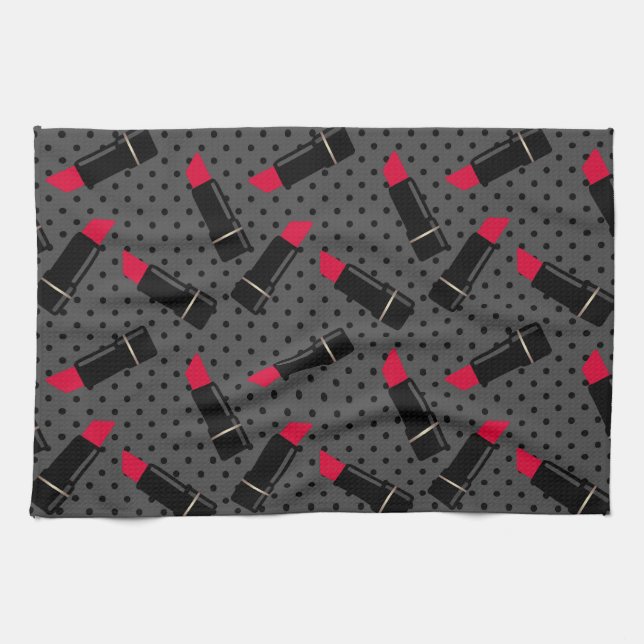 Retro, roter Lippenstift Küchentuch (Horizontal)