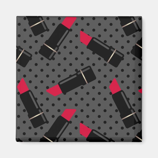Retro, roter Lippenstift Magnet (Vorne)