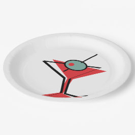 Retro roter Martini Pappteller