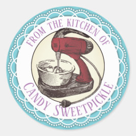 Retro roter Steppmischer aus der Küche des Aufkleb Runder Aufkleber