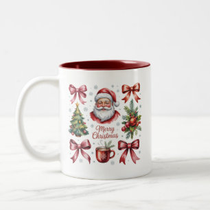 Retro-Rotes-Coquette-Weihnachten-Cute-Weihnachten- Zweifarbige Tasse