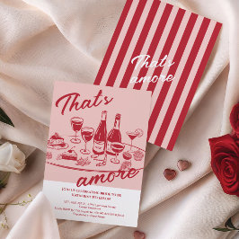 Retro rotes "Das ist Amore" Brautbad Einladung