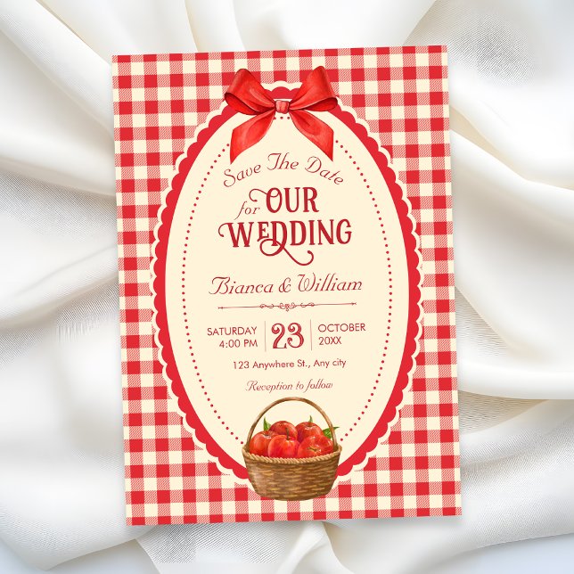 Retro rotes Gingham-Picknick  Save The Date (Von Creator hochgeladen)