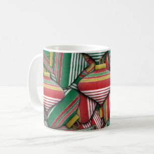 Retro rotes grün gestreiftes Ornament Muster Desig Kaffeetasse
