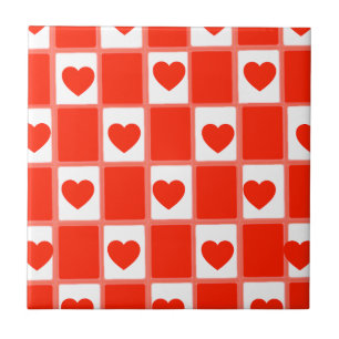 Retro rotes Herz Karomuster Fliese