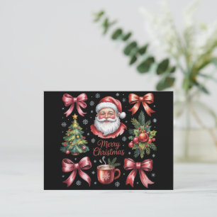 Retro-Rotes-Koketten-Weihnachten-Cute-Xmas-Feierta Feiertagspostkarte