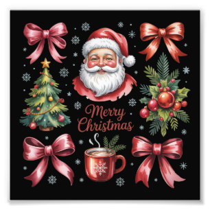 Retro-Rotes-Koketten-Weihnachten-Cute-Xmas-Feierta Fotodruck