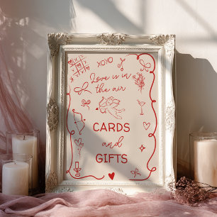 Retro-Rotes Liebes-in-der-Luft-Karten-und-Geschenk Poster