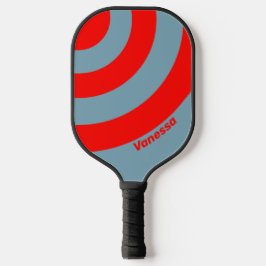 Retro Rotes Meer Drei Kreisel Streifen mit Namen Pickleball Schläger
