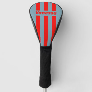 Retro Rotes Meer Drei Pin Streifen mit Namen Golf Headcover