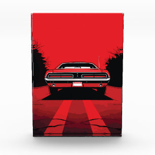 Retro rotes Muscle-Car-Heck Pop-Art-Illustration Fotoblock