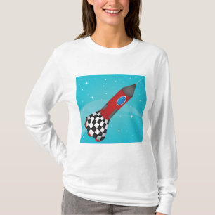 Retro rotes Raumschiff im galaktischen Weltraum T-Shirt