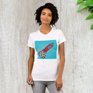 Retro rotes Raumschiff in der galaktischen Weltrau T-Shirt