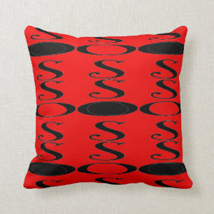 Retro rotes schwarzes Kissen