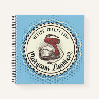 Retro rotes Steg Mixer personalisiertes Rezept Koc Notizbuch