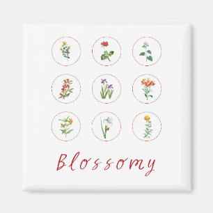 Retro-Rotes Vintage-Hibiskusblüten-Collage-Design Magnet