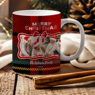 Retro-Rotkariertes Weihnachten Kaffeetasse