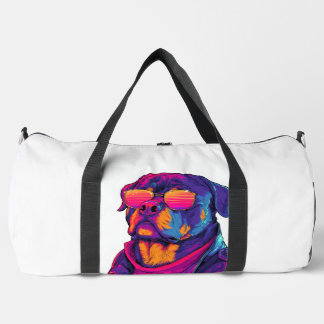 Retro Rottweiler � 80er Neon-Vibe-Hund Duffle Bag