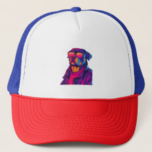 Retro Rottweiler � 80er Neon-Vibe-Hund Truckerkappe