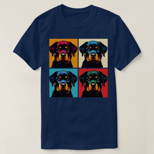 Retro Rottweiler Art Niedliche Welpe T-Shirt (Design vorne)
