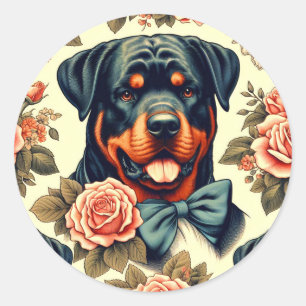 Retro Rottweiler Illustration Runder Aufkleber