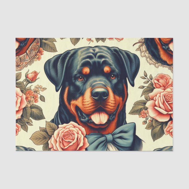 Retro Rottweiler Illustration Seidenpapier (Vorderseite)