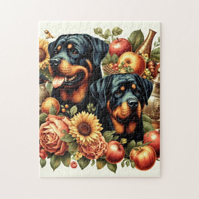 Retro Rottweiler Malerei Puzzle (Vertikal)