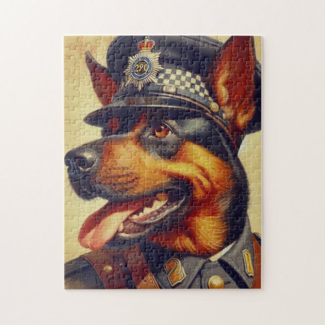 Retro Rottweiler Malerei Puzzle (Vertikal)