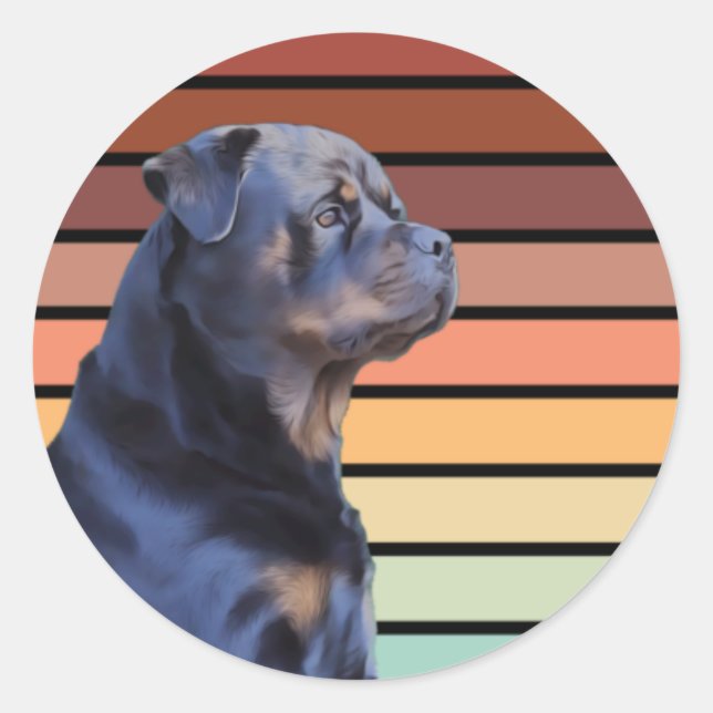 Retro Rottweiler Runder Aufkleber (Vorderseite)