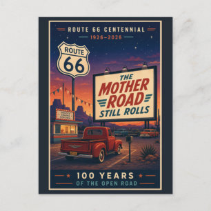 Retro Route 66 Centennial Drive In Feiertagspostkarte